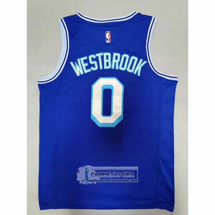 Camiseta Los Angeles Lakers Russell Westbrook NO 0 Hardwood Classic 2021-2022 Azul